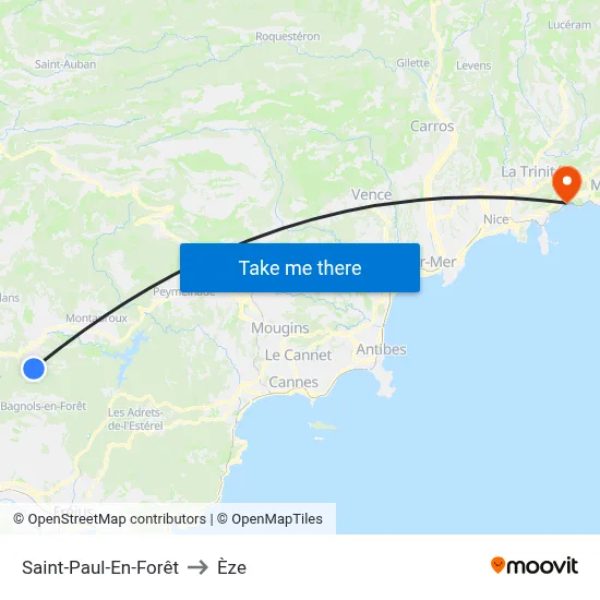 Saint-Paul-En-Forêt to Èze map