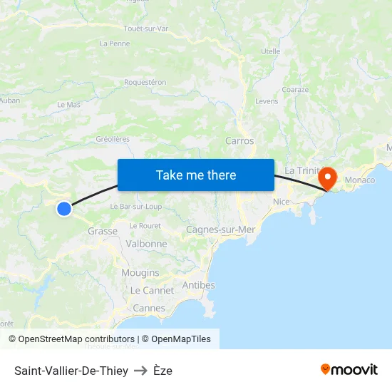 Saint-Vallier-De-Thiey to Èze map