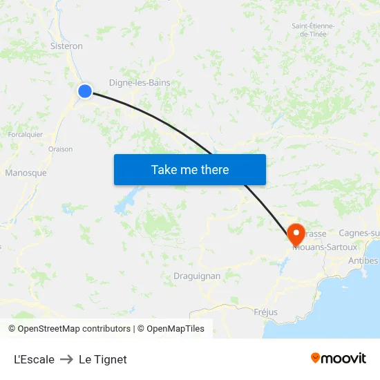 L'Escale to Le Tignet map