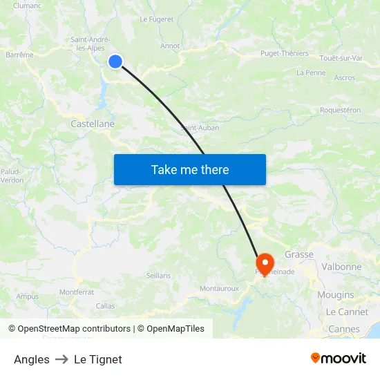 Angles to Le Tignet map