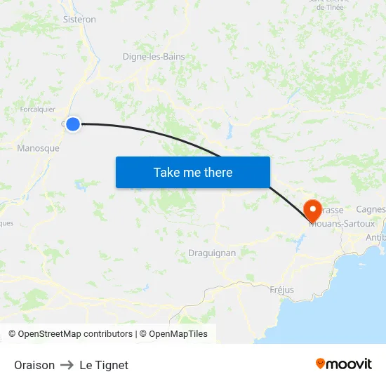 Oraison to Le Tignet map