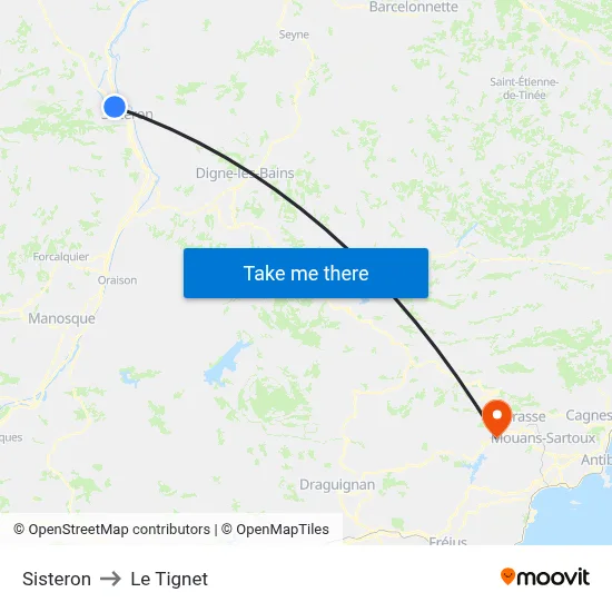 Sisteron to Le Tignet map