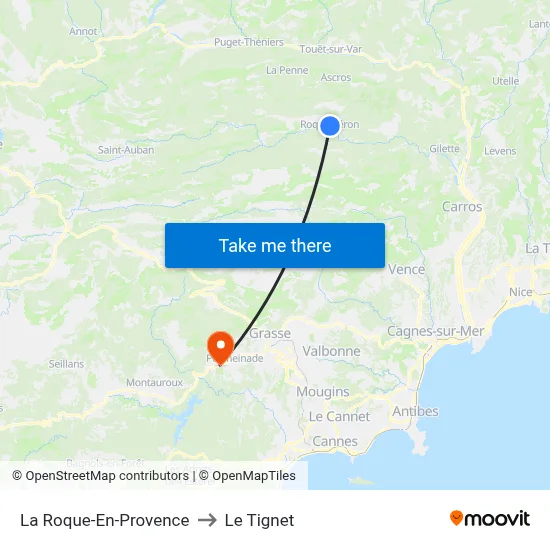 La Roque-En-Provence to Le Tignet map