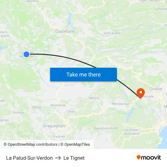 La Palud-Sur-Verdon to Le Tignet map