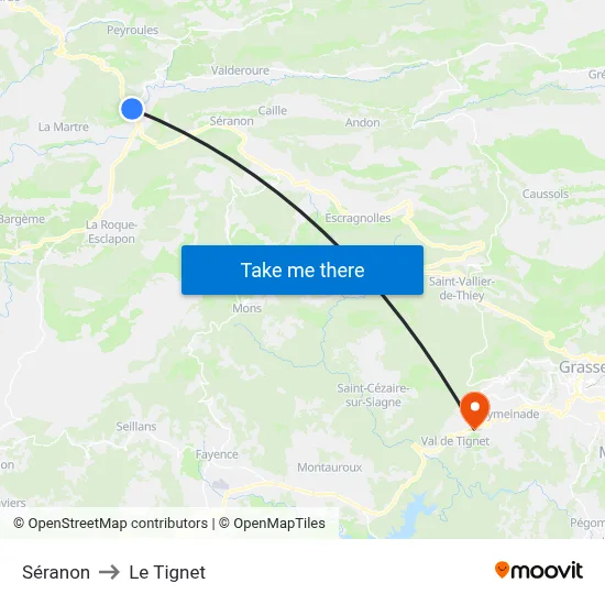 Séranon to Le Tignet map
