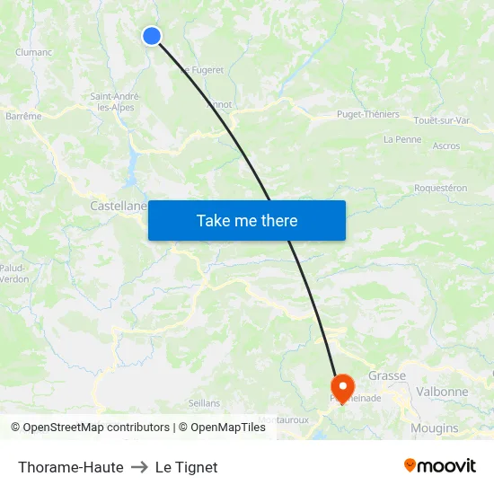 Thorame-Haute to Le Tignet map