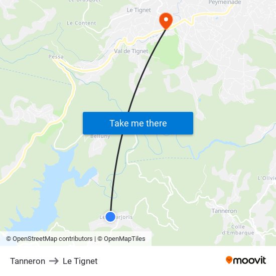 Tanneron to Le Tignet map