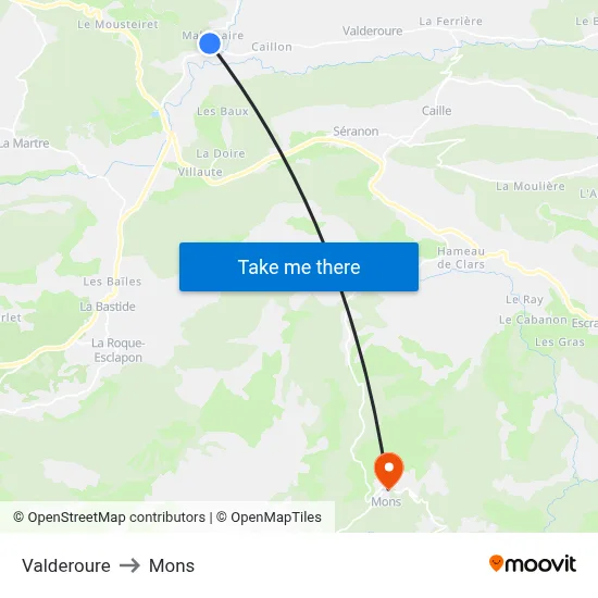 Valderoure to Mons map