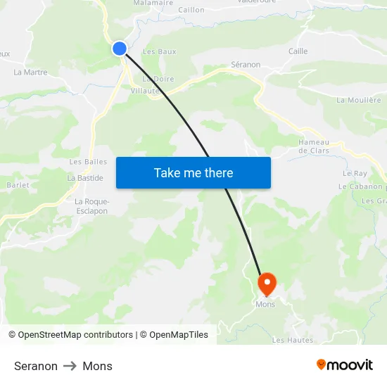 Seranon to Mons map