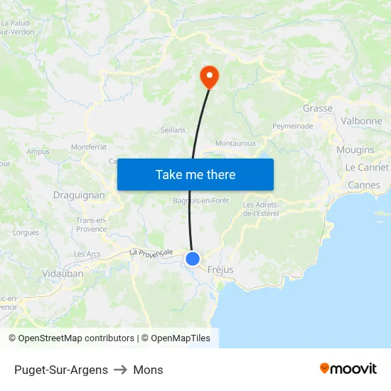 Puget-Sur-Argens to Mons map