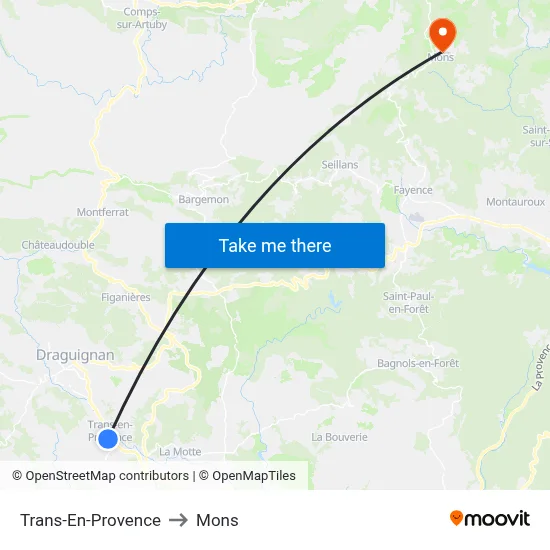 Trans-En-Provence to Mons map