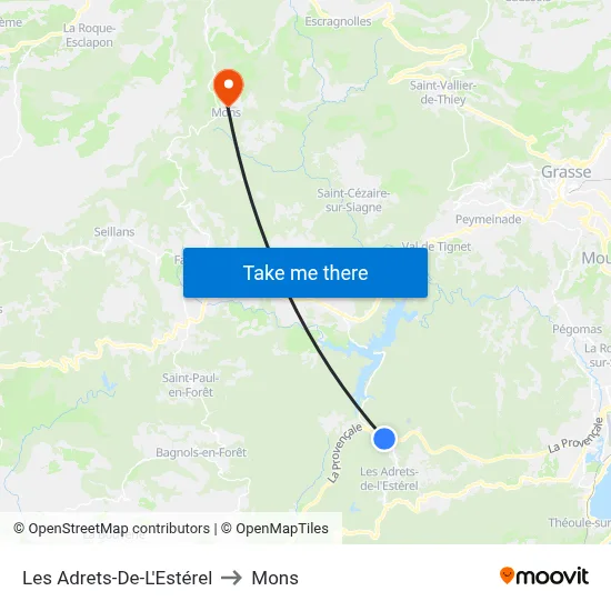Les Adrets-De-L'Estérel to Mons map