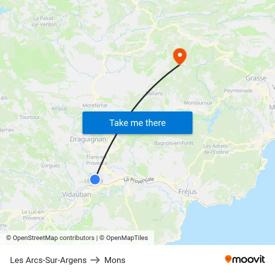 Les Arcs-Sur-Argens to Mons map