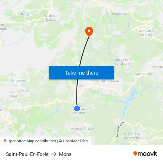 Saint-Paul-En-Forêt to Mons map