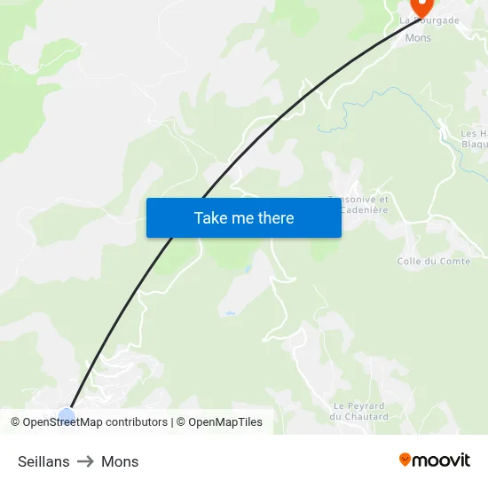 Seillans to Mons map