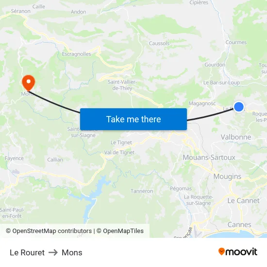 Le Rouret to Mons map