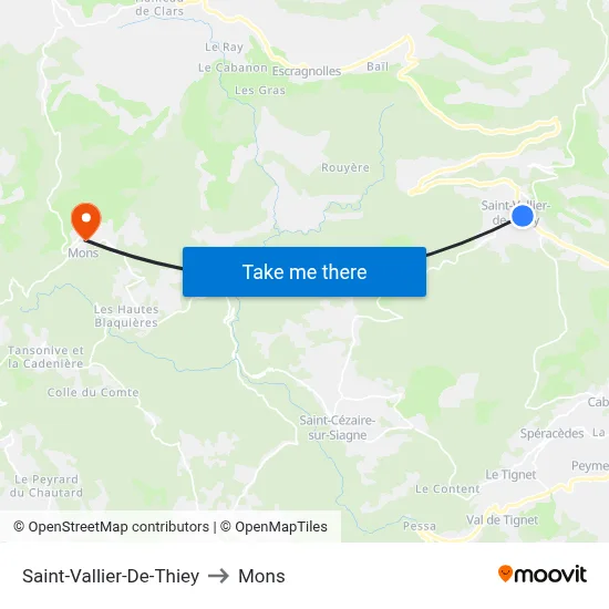Saint-Vallier-De-Thiey to Mons map