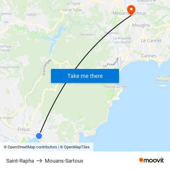 Saint-Rapha to Mouans-Sartoux map