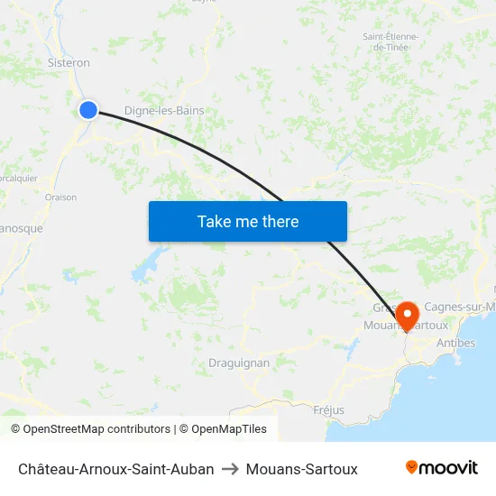 Château-Arnoux-Saint-Auban to Mouans-Sartoux map