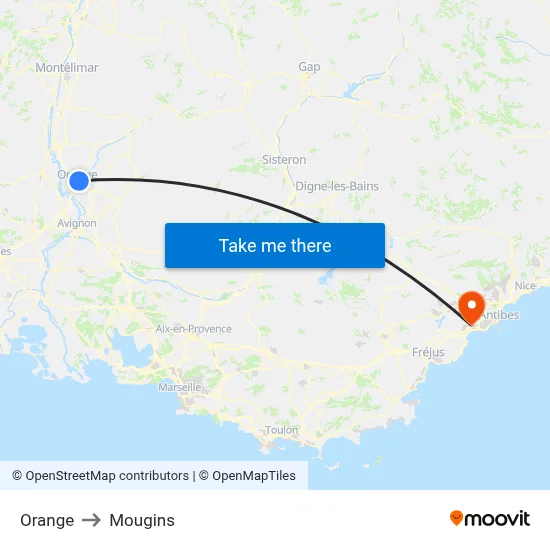 Orange to Mougins map
