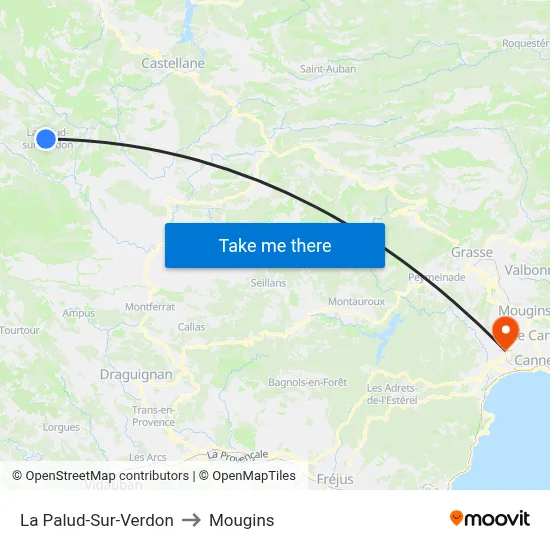 La Palud-Sur-Verdon to Mougins map