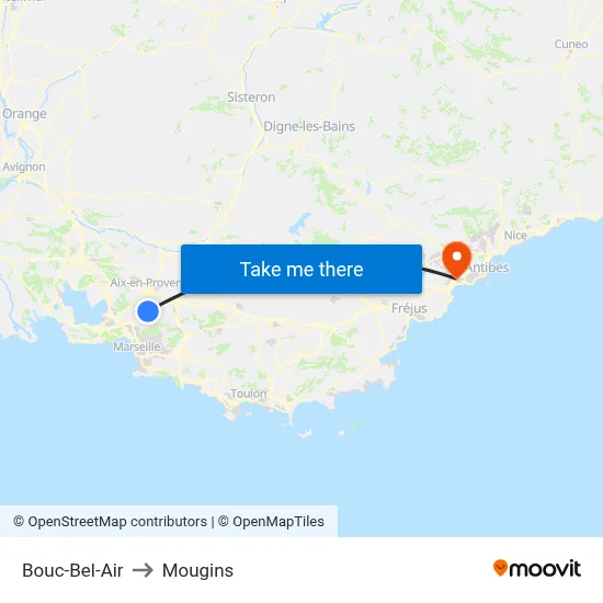 Bouc-Bel-Air to Mougins map