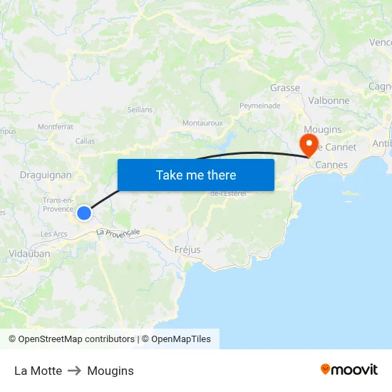 La Motte to Mougins map
