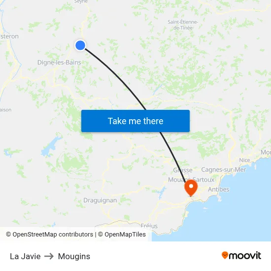 La Javie to Mougins map
