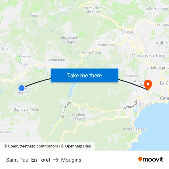 Saint-Paul-En-Forêt to Mougins map