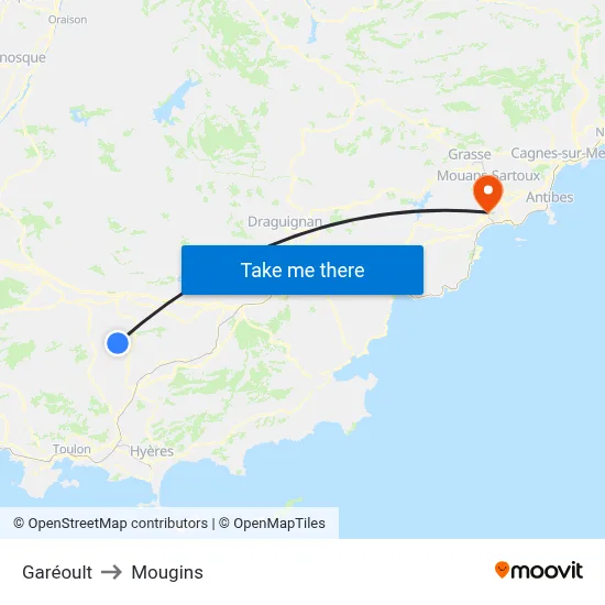 Garéoult to Mougins map