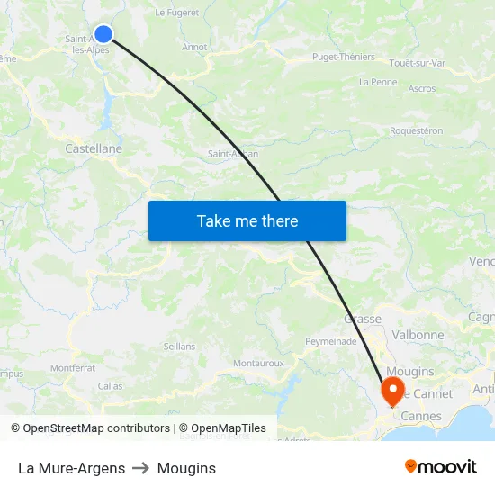 La Mure-Argens to Mougins map
