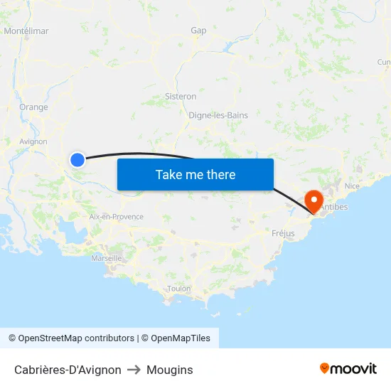 Cabrières-D'Avignon to Mougins map