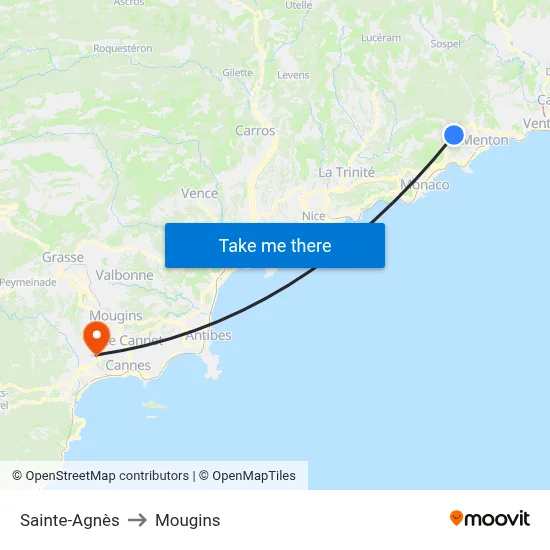Sainte-Agnès to Mougins map