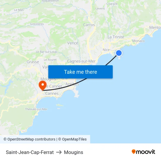 Saint-Jean-Cap-Ferrat to Mougins map
