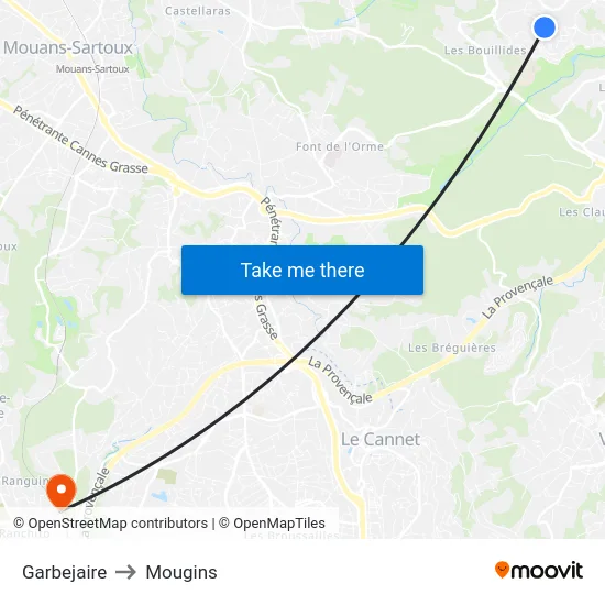Garbejaire to Mougins map