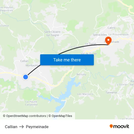 Callian to Peymeinade map