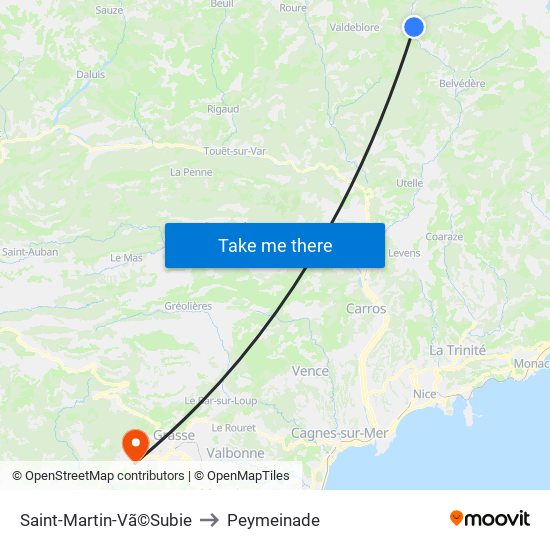 Saint-Martin-Vã©Subie to Peymeinade map