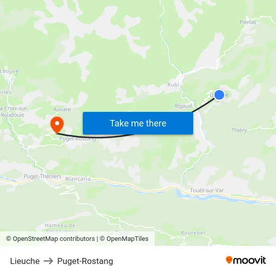 Lieuche to Puget-Rostang map