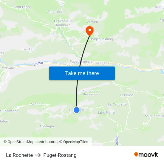 La Rochette to Puget-Rostang map