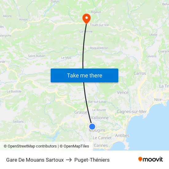 Gare De Mouans Sartoux to Puget-Théniers map