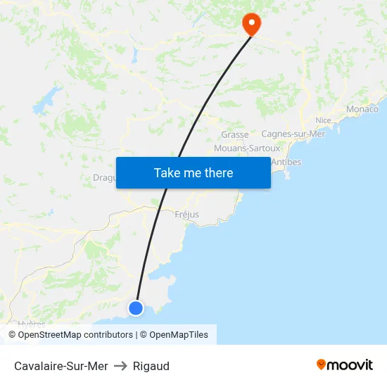 Cavalaire-Sur-Mer to Rigaud map