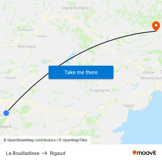 La Bouilladisse to Rigaud map