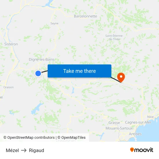 Mézel to Rigaud map