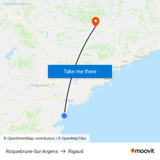 Roquebrune-Sur-Argens to Rigaud map