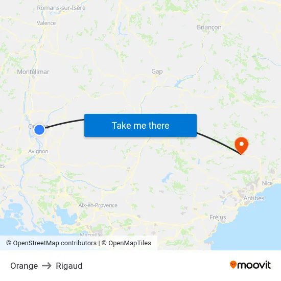 Orange to Rigaud map