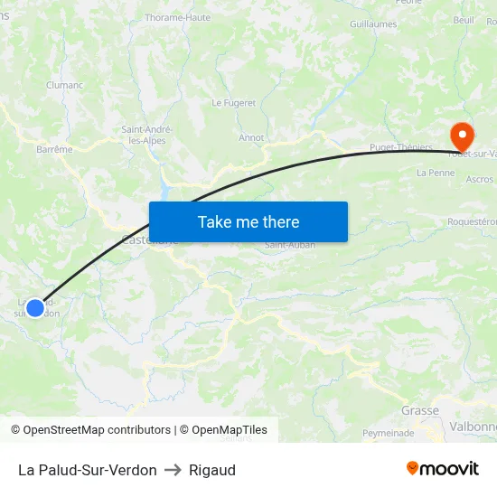 La Palud-Sur-Verdon to Rigaud map
