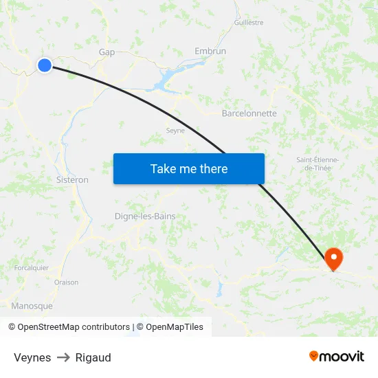 Veynes to Rigaud map