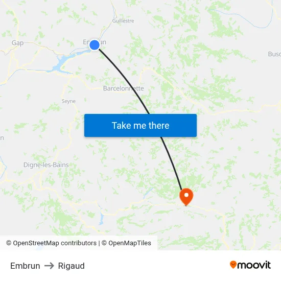Embrun to Rigaud map