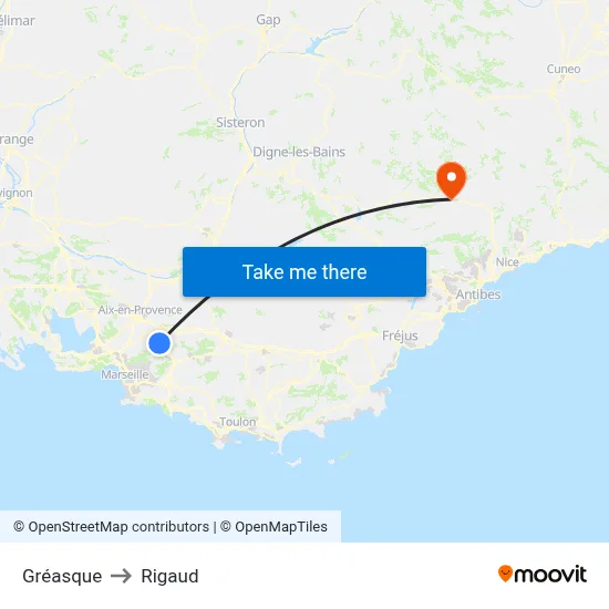 Gréasque to Rigaud map