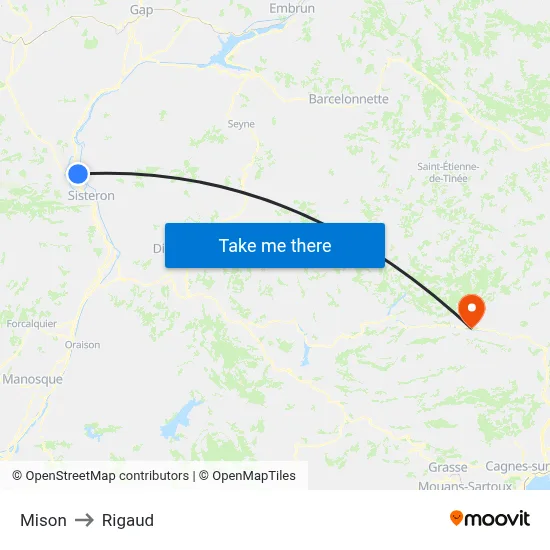 Mison to Rigaud map
